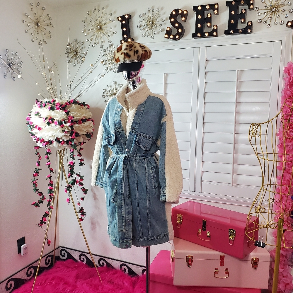 Sherpa Denim Coat/Dress